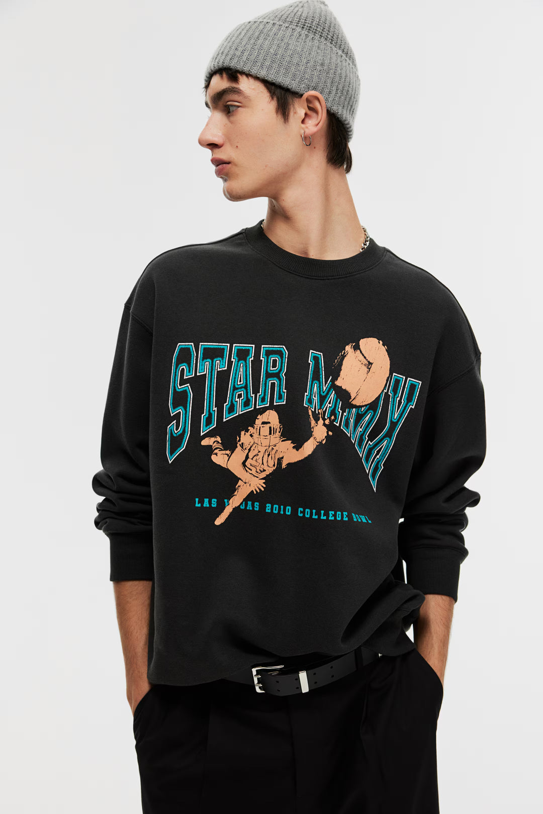 H&M Loose Fit Printed Sweatshirt