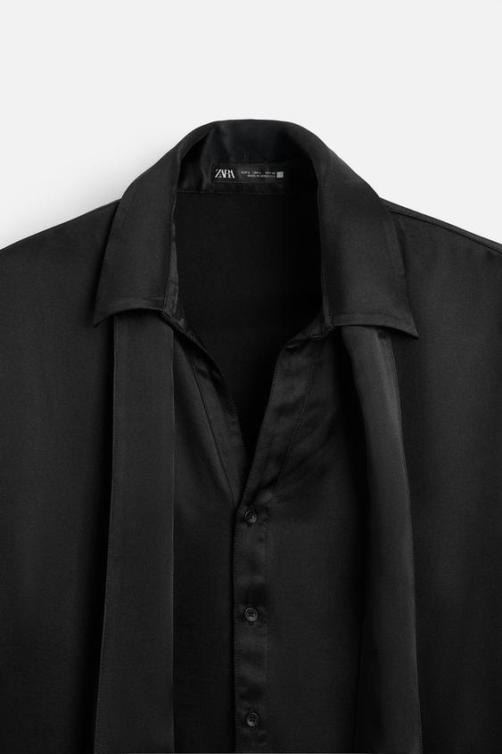 Zara FLOWY BOW SHIRT