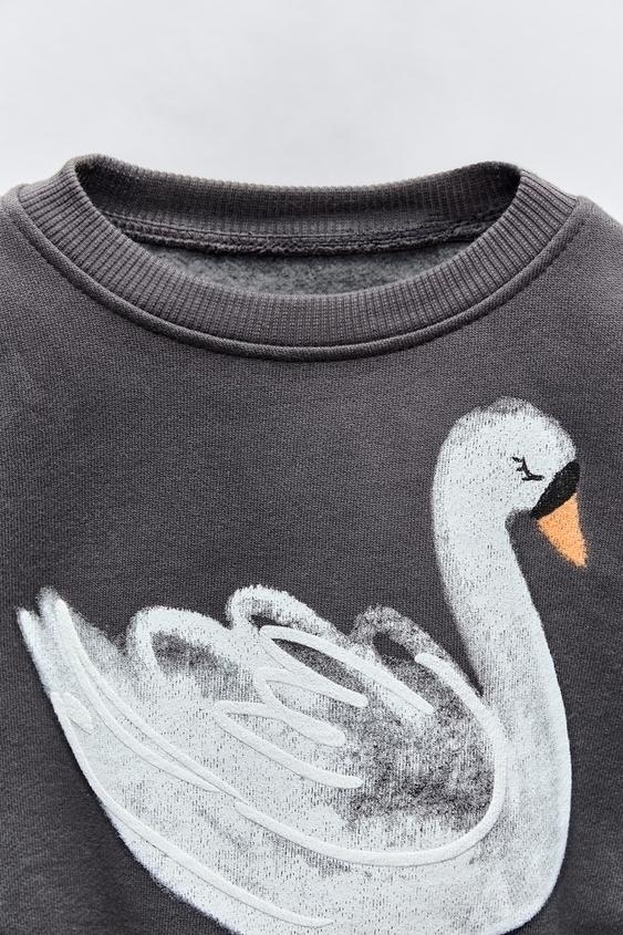 Zara SWAN SWEATSHIRT AND FLARED LEGGINGS MATCHING SET