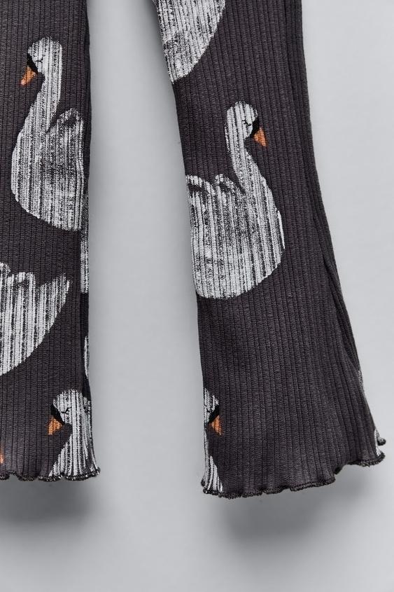 Zara SWAN SWEATSHIRT AND FLARED LEGGINGS MATCHING SET