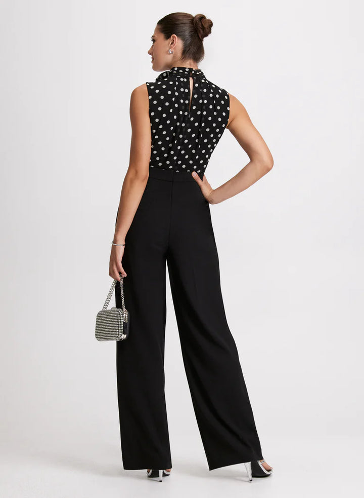 LAURA Polka Dot Rosette Detail Jumpsuit