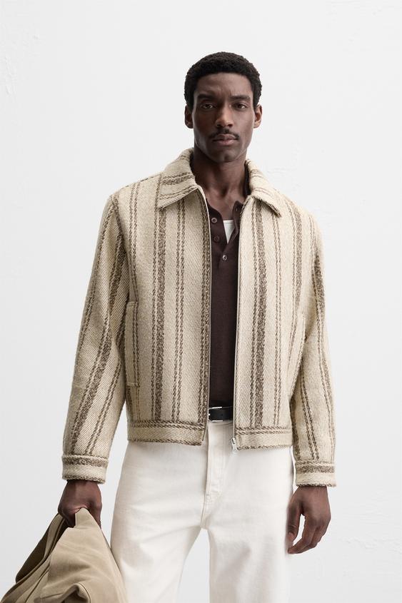 Zara TEXTURED STRIPE JACKET