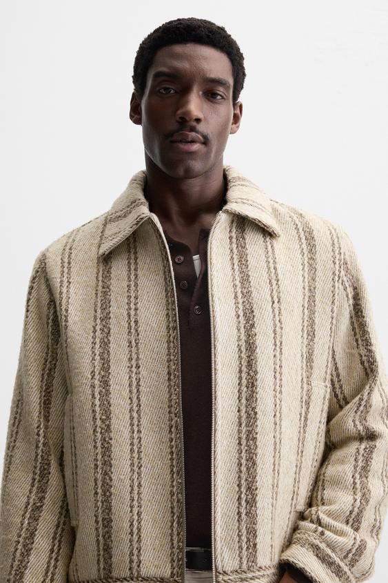 Zara TEXTURED STRIPE JACKET