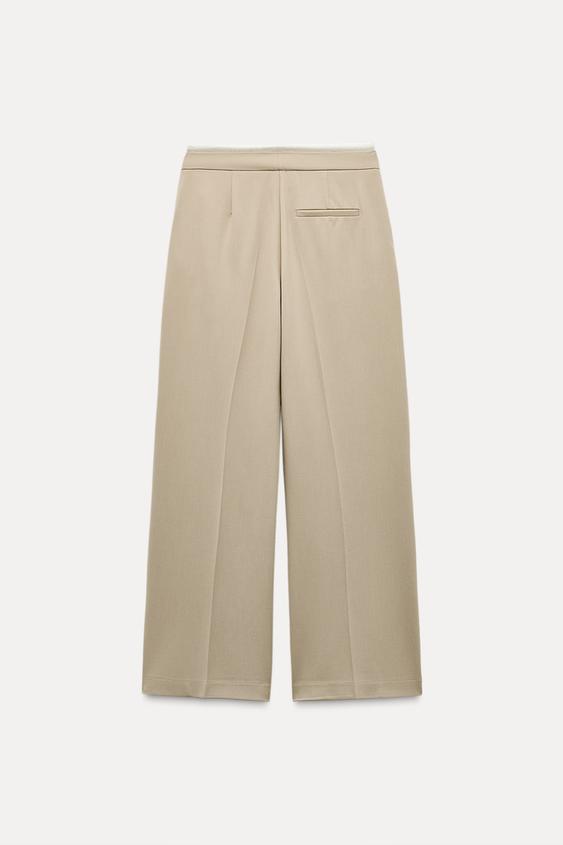 Zara DOUBLE WAIST WIDE LEG PANTS