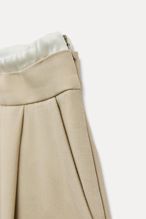 Zara DOUBLE WAIST WIDE LEG PANTS