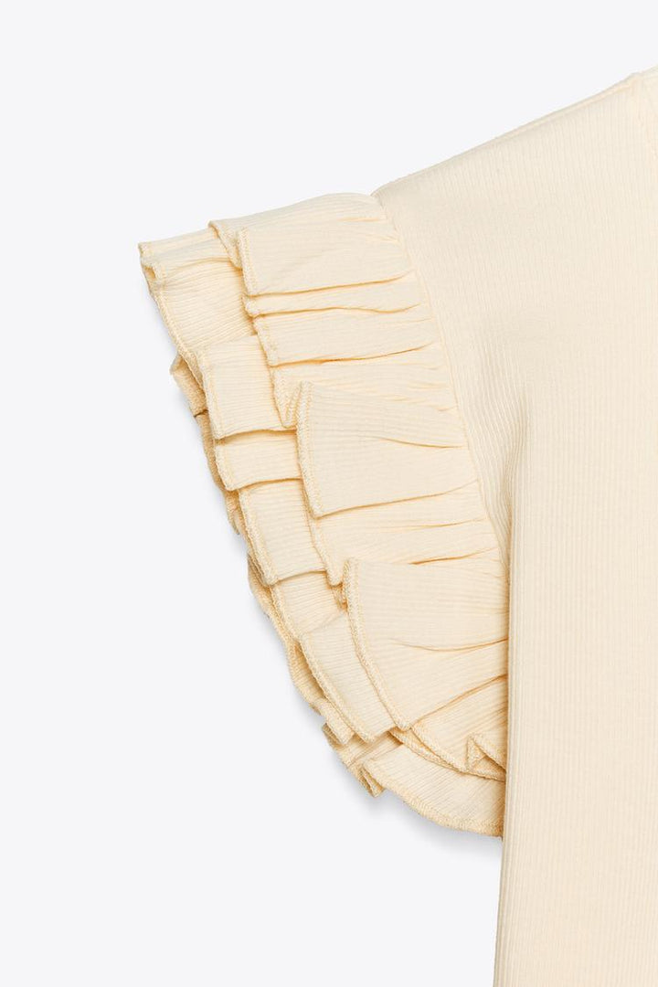 ZARA RUFFLED RIBBED SHIRT
