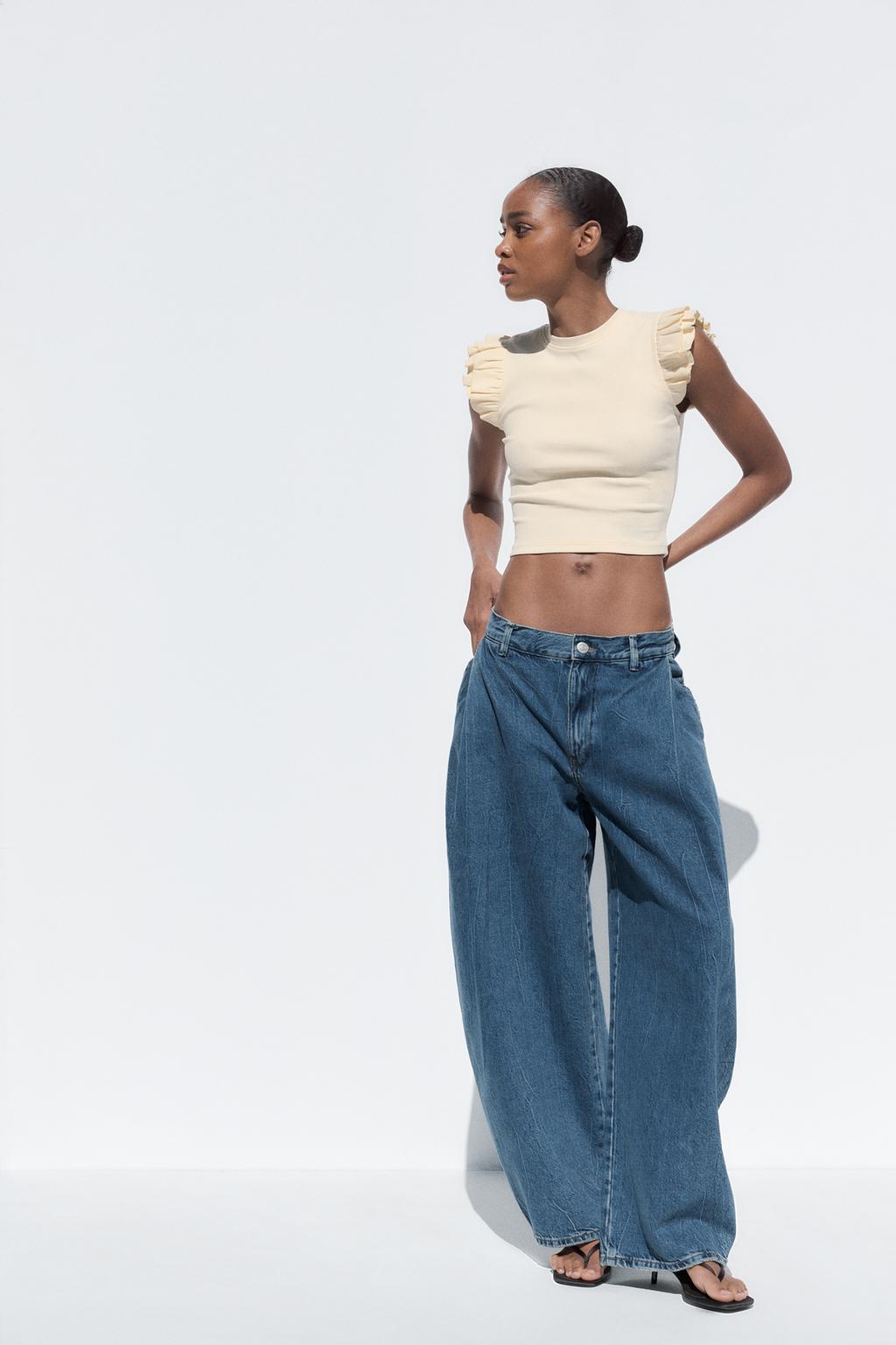 ZARA RUFFLED RIBBED SHIRT