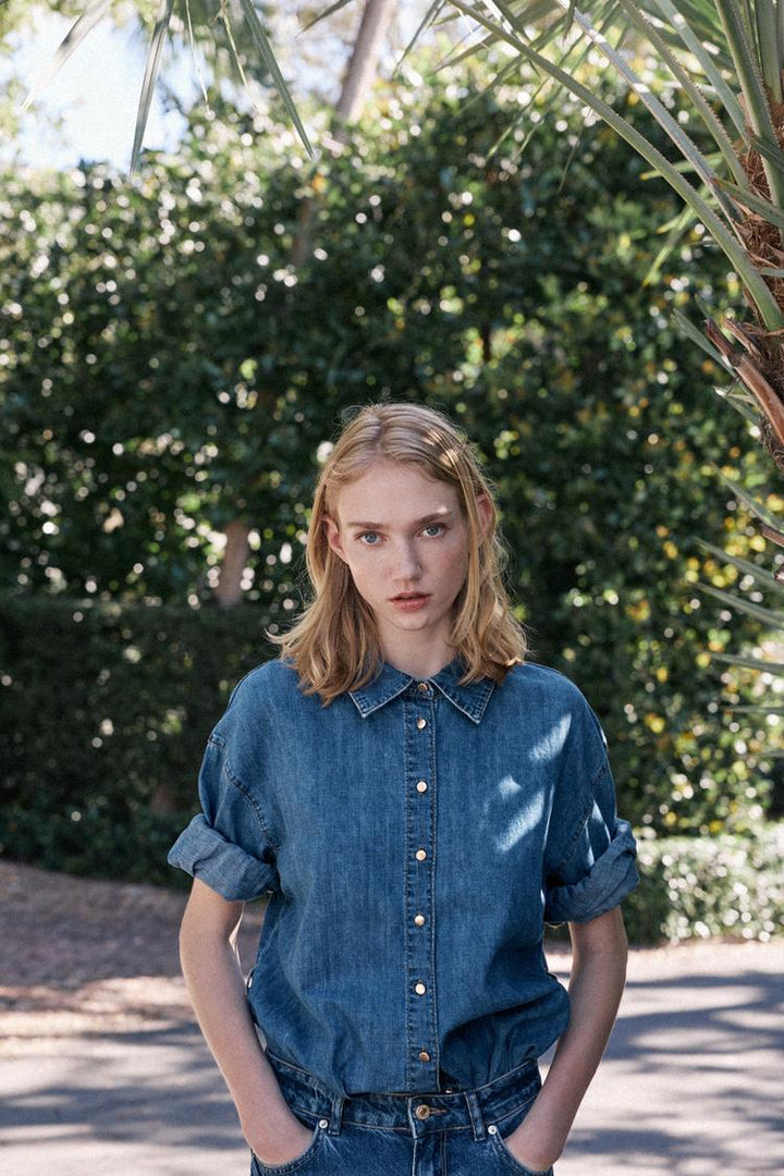 ZARA Z1975 BELTED DENIM SHIRT