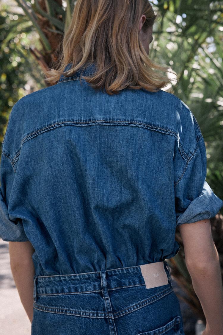 ZARA Z1975 BELTED DENIM SHIRT