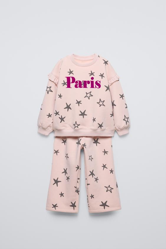 Zara PRINTED SWEATSHIRT AND PANTS MATCHING SET