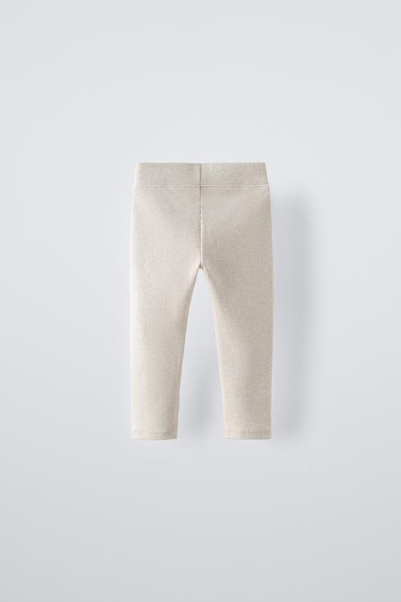Zara LABEL DETAIL RIBBED LEGGINGS