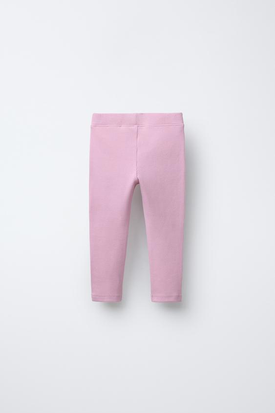 Zara LABEL DETAIL RIBBED LEGGINGS