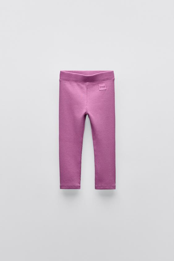 Zara LABEL DETAIL RIBBED LEGGINGS