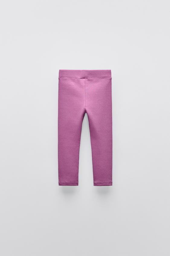 Zara LABEL DETAIL RIBBED LEGGINGS