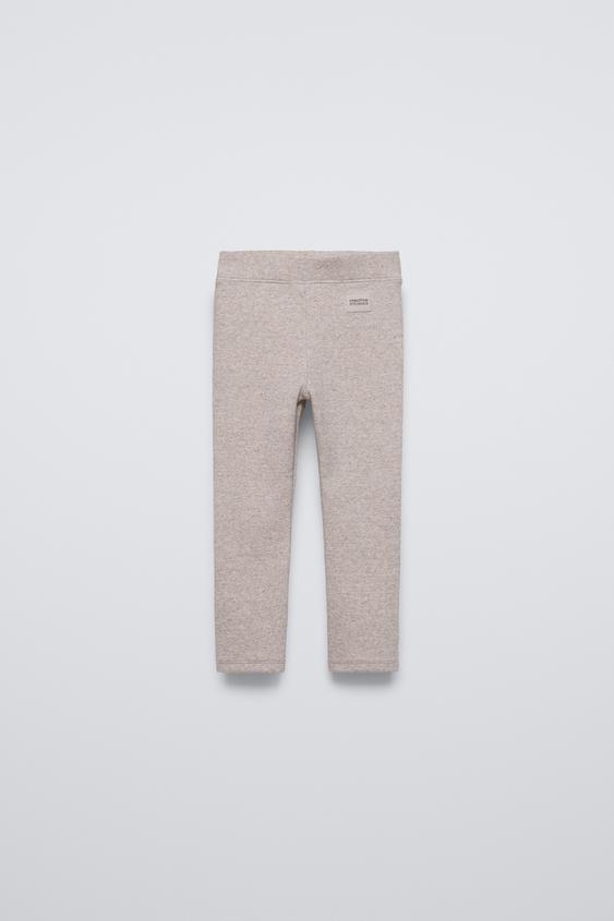 Zara LABEL DETAIL RIBBED LEGGINGS