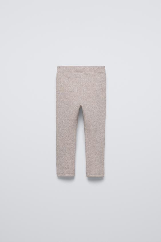 Zara LABEL DETAIL RIBBED LEGGINGS