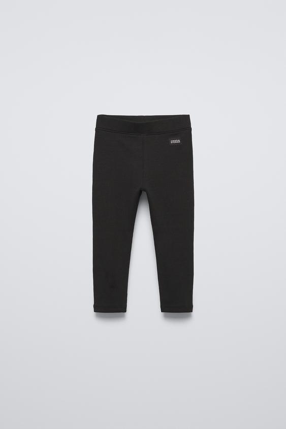 Zara LABEL DETAIL RIBBED LEGGINGS
