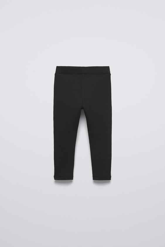 Zara LABEL DETAIL RIBBED LEGGINGS