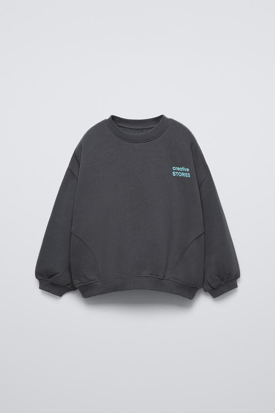 Zara PLAIN SWEATSHIRT WITH TEXT