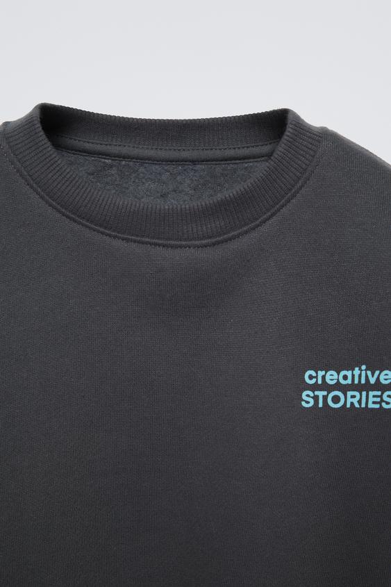 Zara PLAIN SWEATSHIRT WITH TEXT