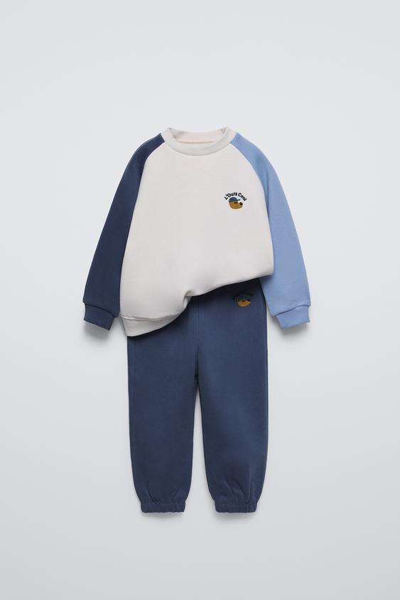 Zara EMBROIDERED SWEATSHIRT AND JOGGERS MATCHING SET
