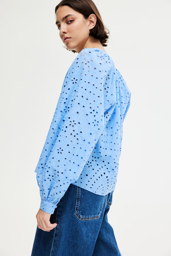 H&M Blouse with Eyelet Embroidery