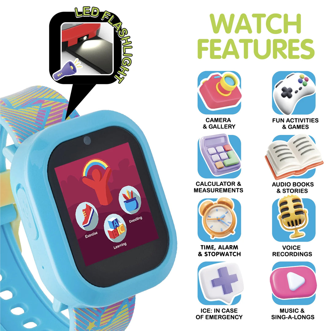 iTech Junior Kids iTech Jr Star Silicone Strap Smartwatch with Kids On Ear Light up Bluetooth Headphones