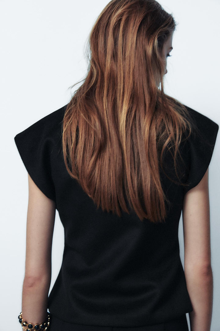 ZARA FELT TEXTURE WOOL BLEND VEST TOP
