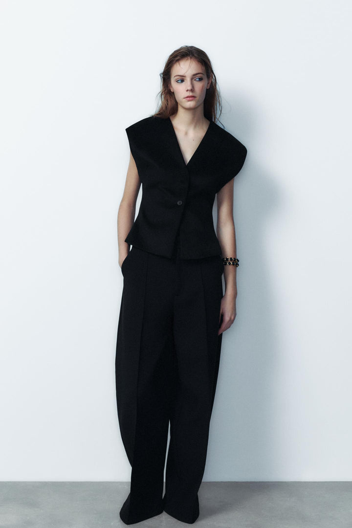 ZARA FELT TEXTURE WOOL BLEND VEST TOP