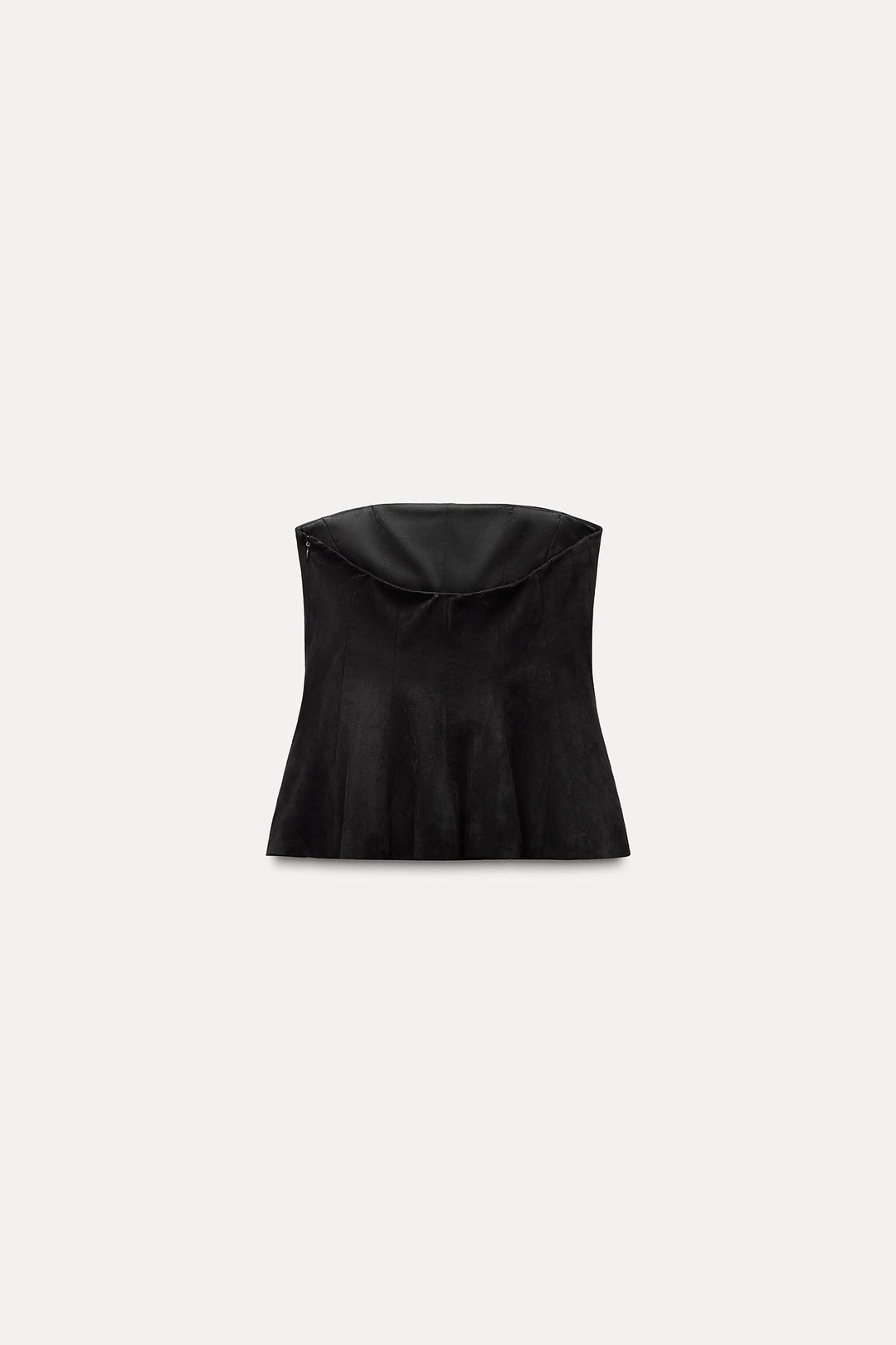 ZARA FAUX SUEDE STRAPLESS PEPLUM TOP