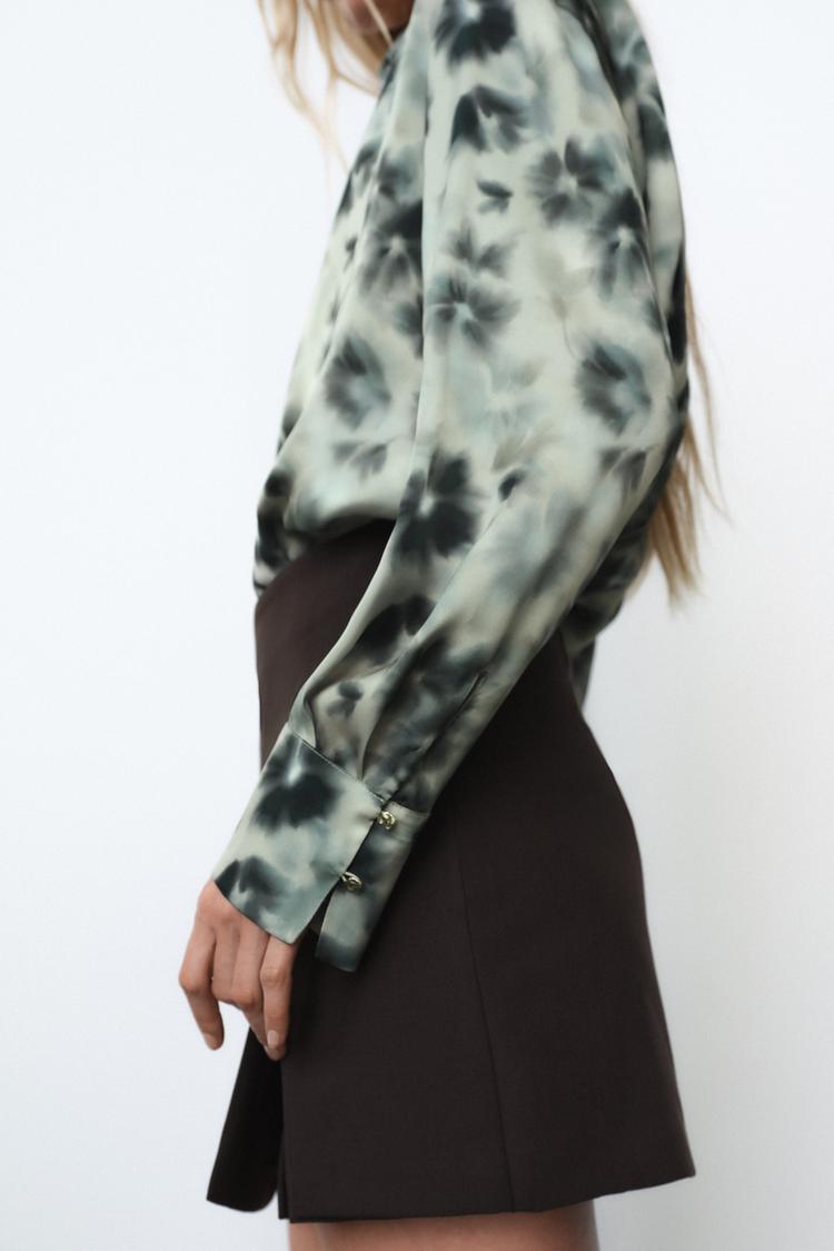 ZARA SATIN EFFECT BASIC SHIRT