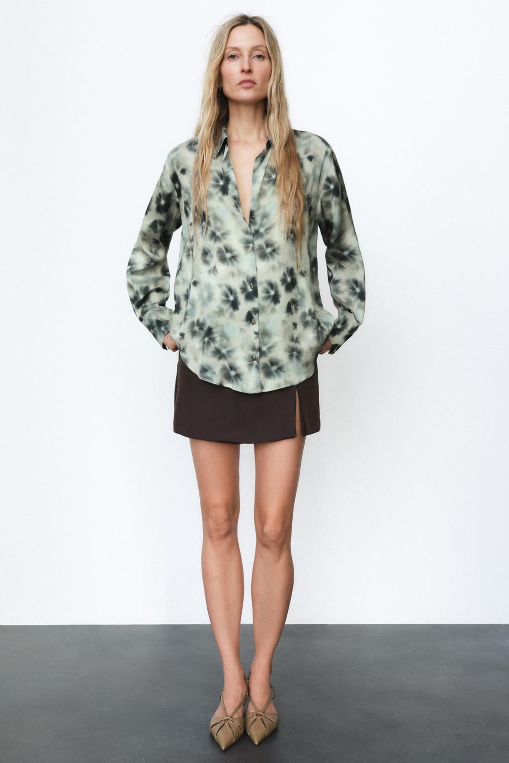 ZARA SATIN EFFECT BASIC SHIRT