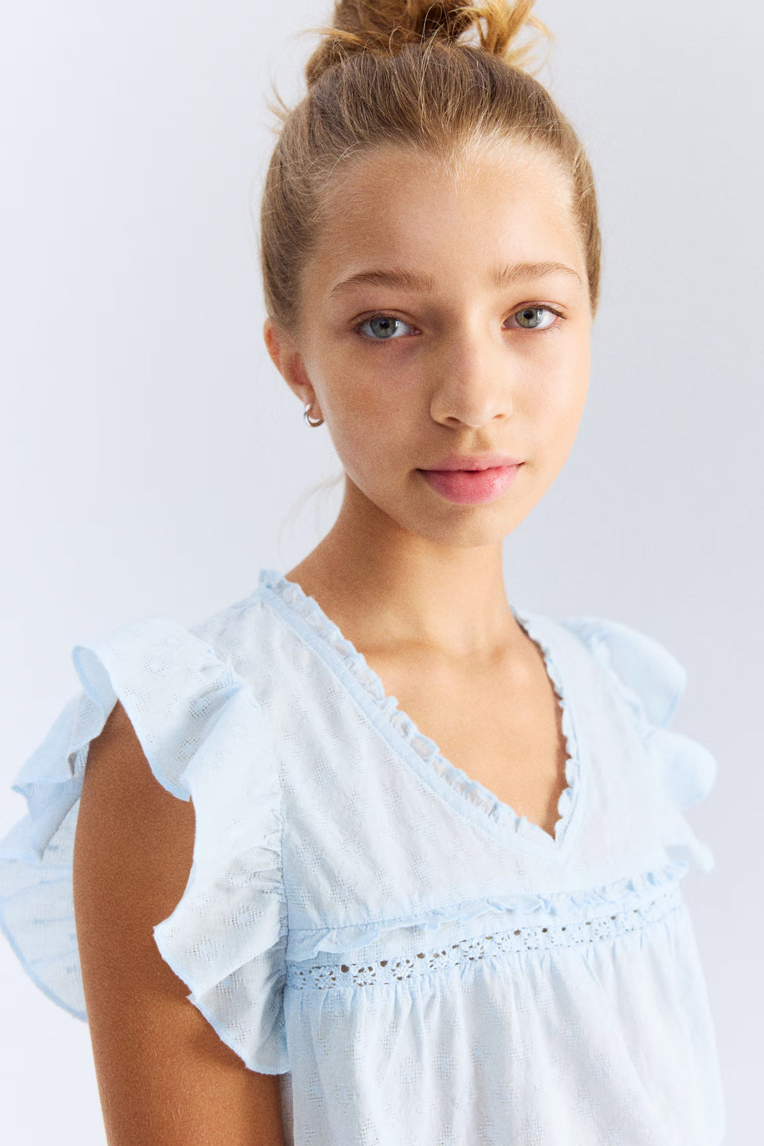 H&M Ruffle-Trimmed Cotton Blouse