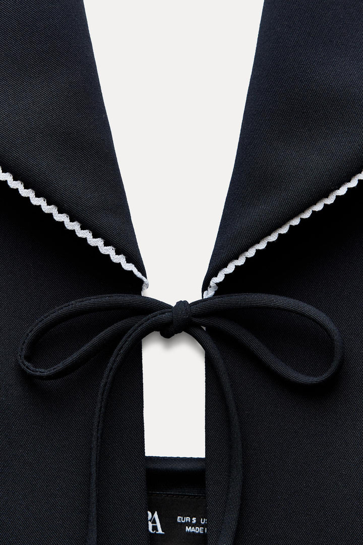 ZARA CONTRAST TIED HALTER TOP