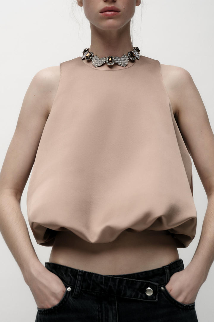 ZARA SATIN BALLOON TOP