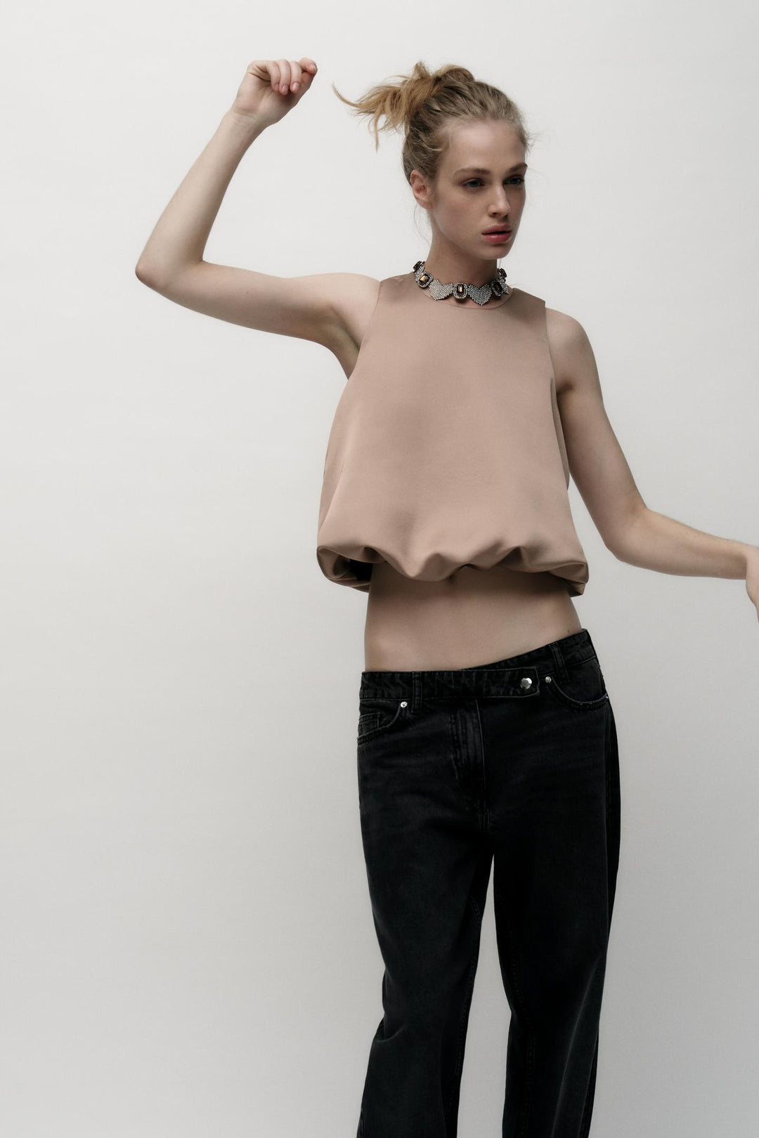 ZARA SATIN BALLOON TOP