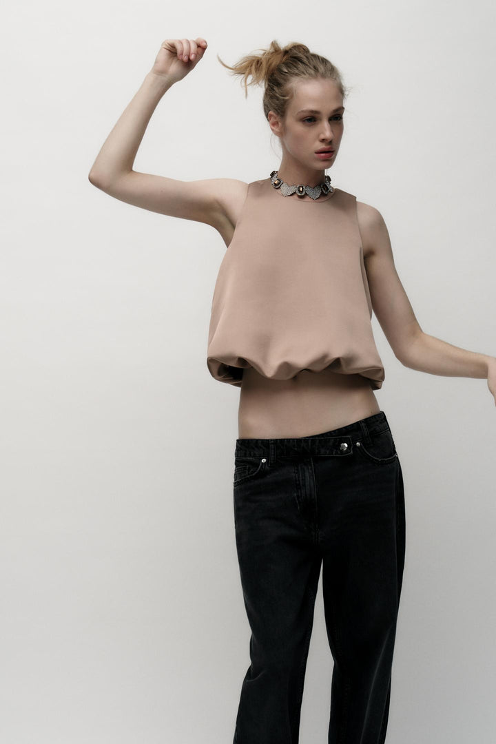 ZARA SATIN BALLOON TOP