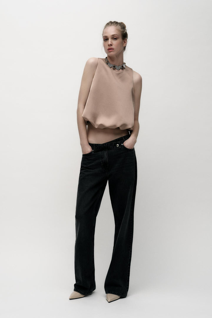 ZARA SATIN BALLOON TOP