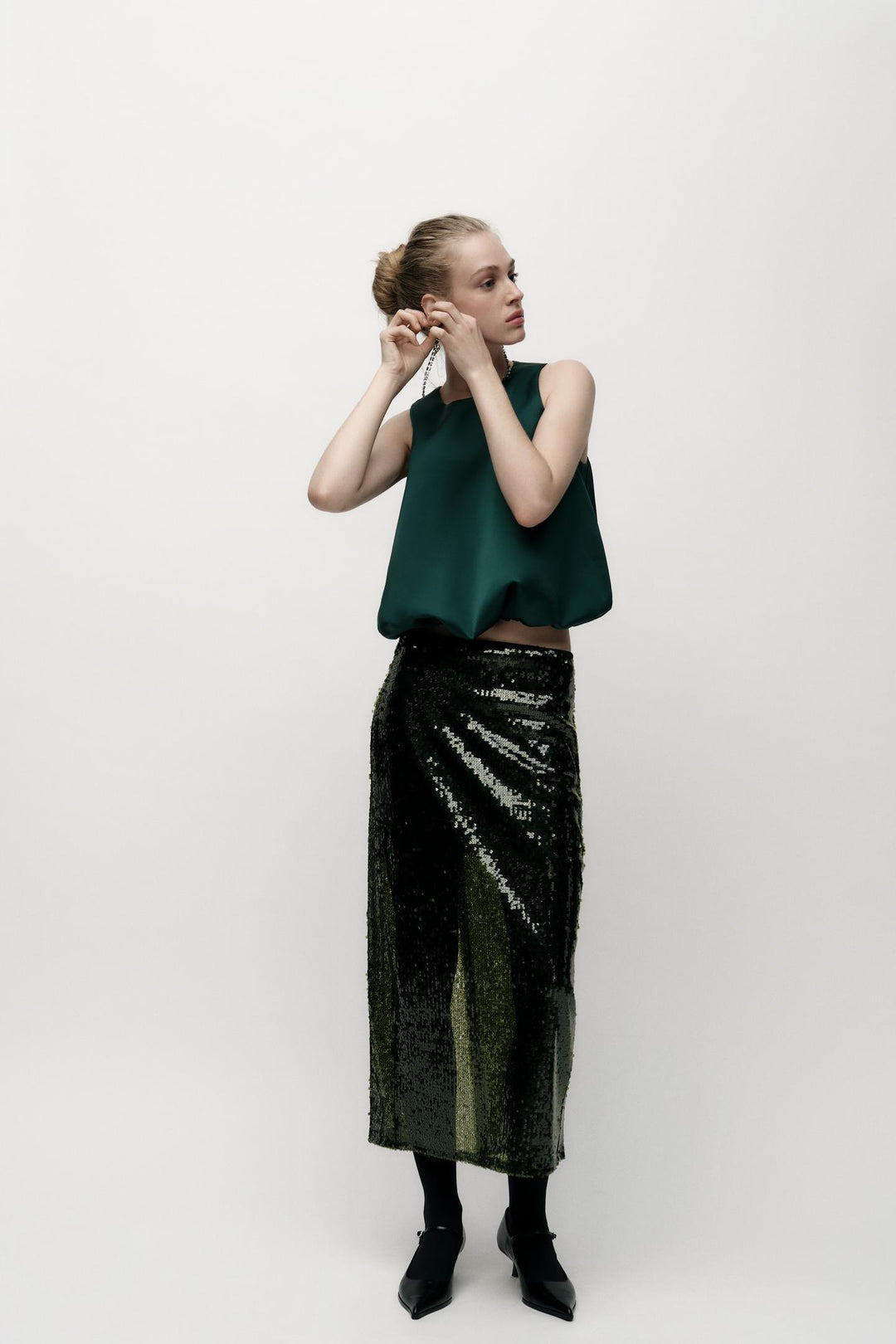 ZARA SATIN BALLOON TOP