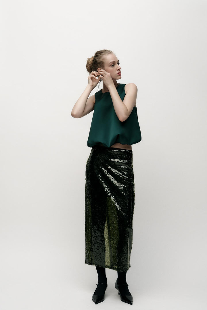 ZARA SATIN BALLOON TOP