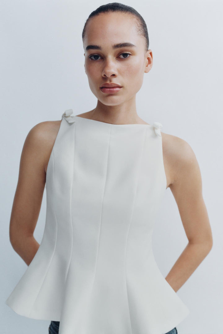 ZARA PEPLUM BOWS TOP