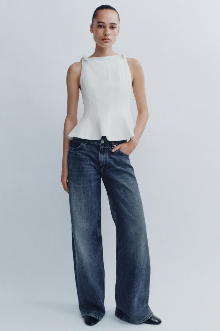 ZARA PEPLUM BOWS TOP
