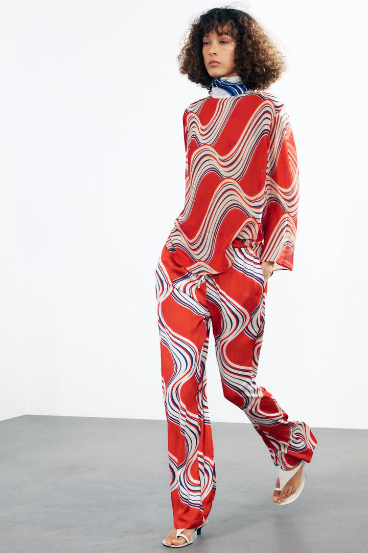 ZARA ZW COLLECTION PRINTED BOW SHIRT