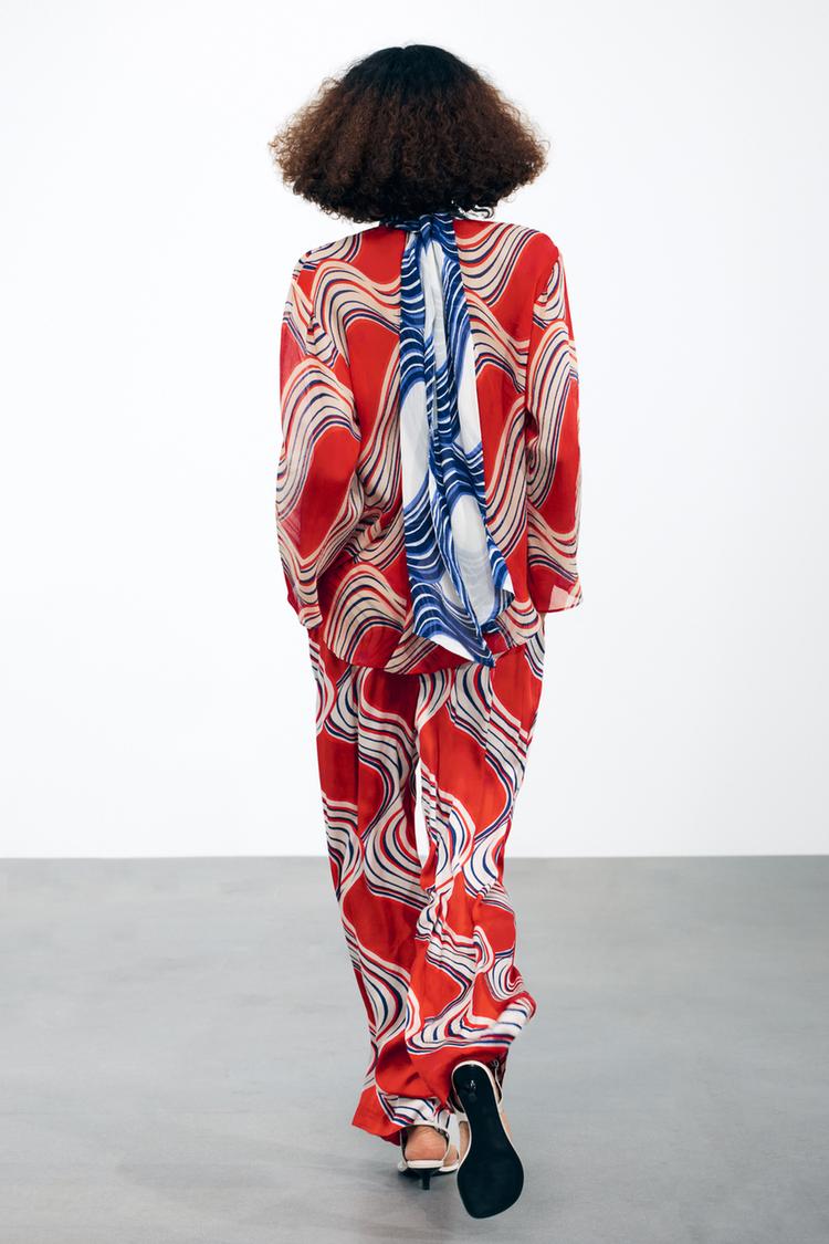 ZARA ZW COLLECTION PRINTED BOW SHIRT