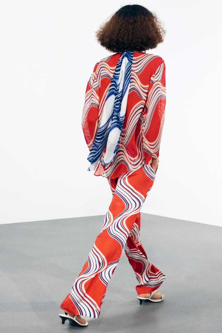 ZARA ZW COLLECTION PRINTED BOW SHIRT