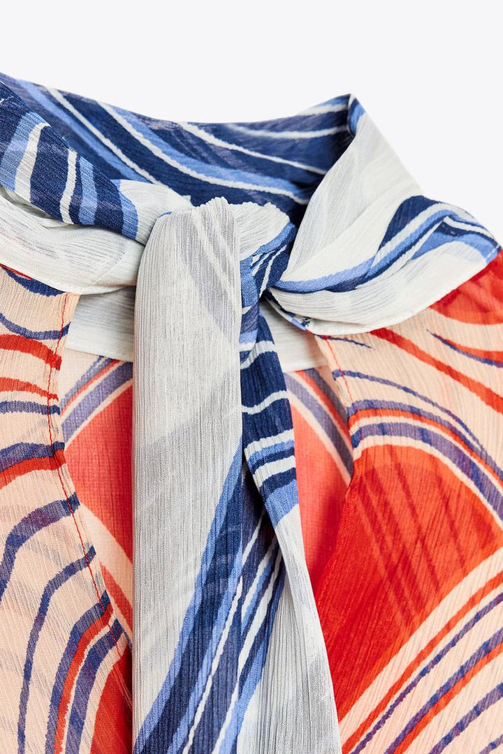 ZARA ZW COLLECTION PRINTED BOW SHIRT