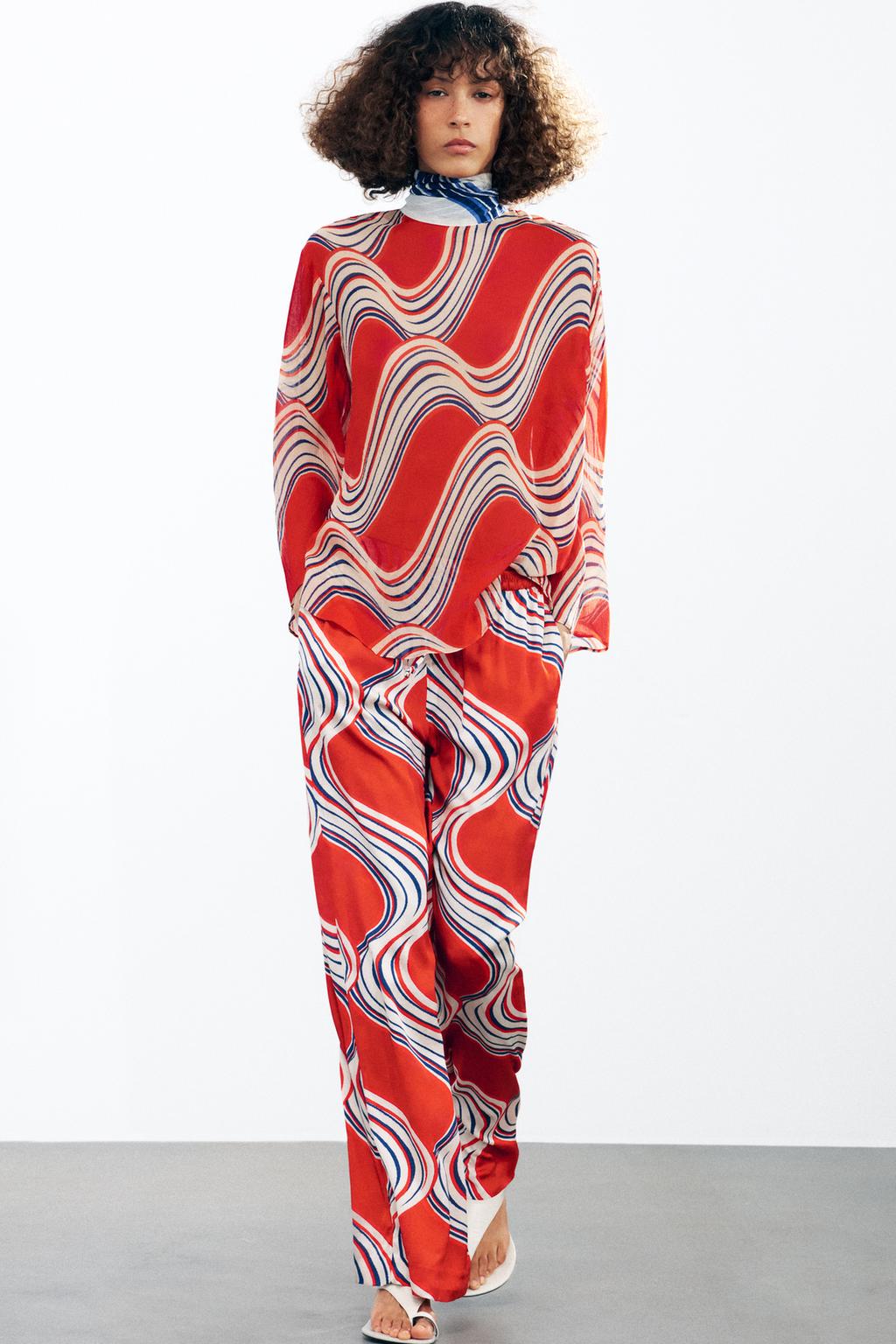 ZARA ZW COLLECTION PRINTED BOW SHIRT