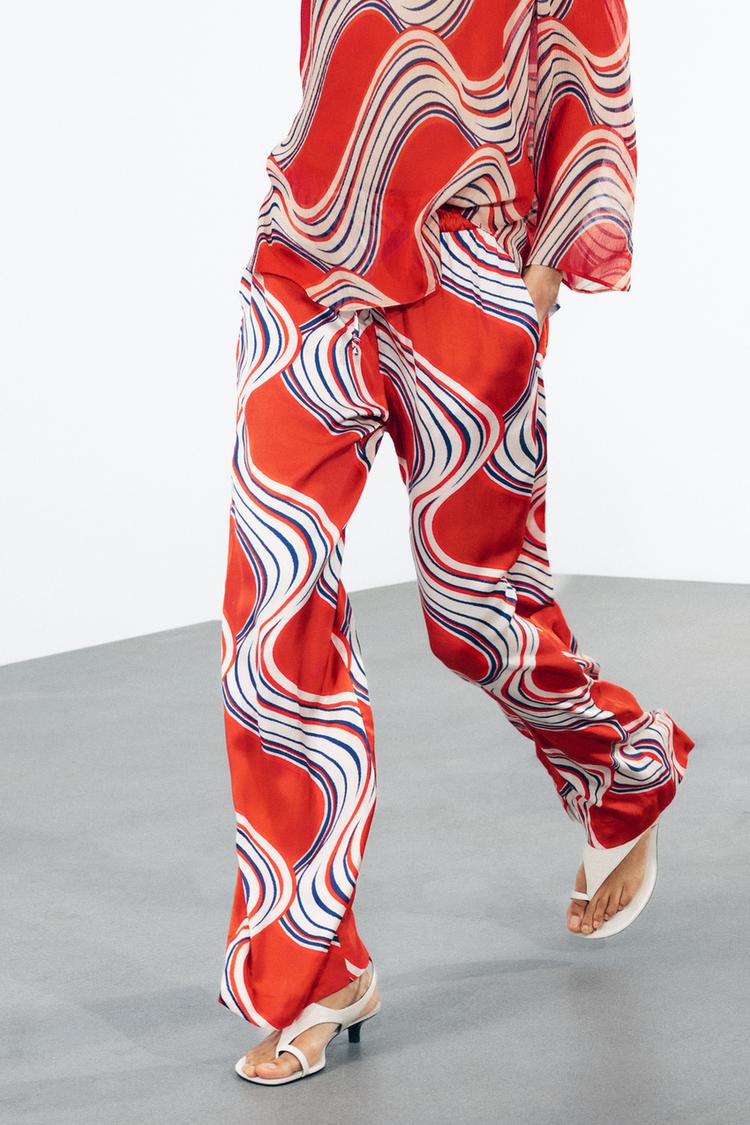 ZARA ZW COLLECTION PRINTED PAJAMA PANTS