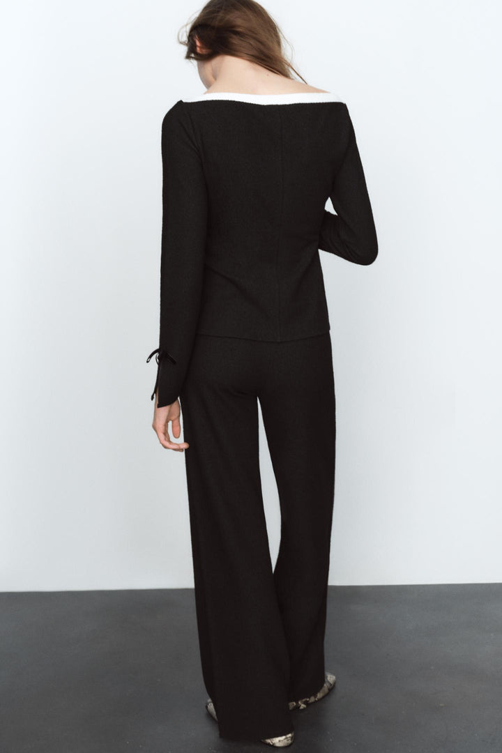 ZARA BOUCLÉ TOP WITH BOWS
