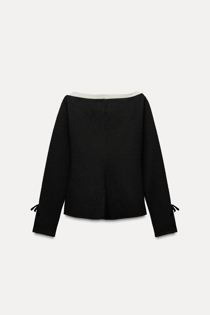 ZARA BOUCLÉ TOP WITH BOWS